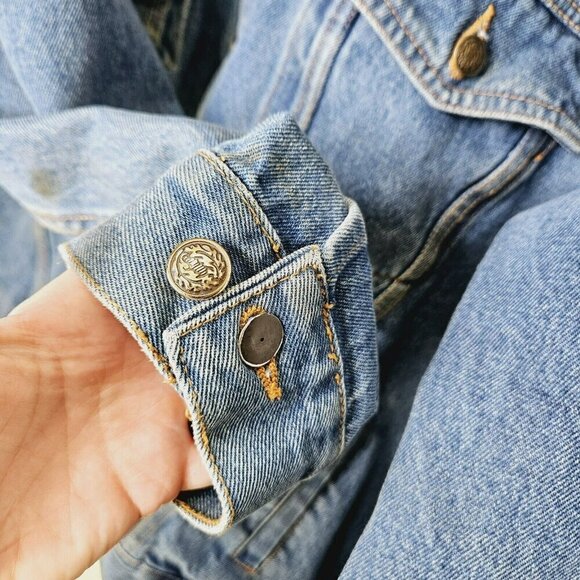 Gm Vantage Men's Denim Jacket 2XL Vintage Blue Jean Button Up Cotton Pockets Has - Picture 8 of 14